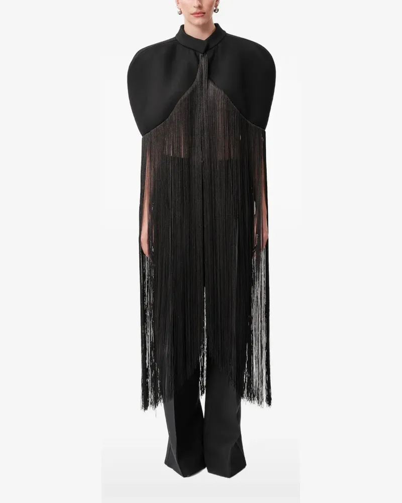 CONCEPTO Raven Cape mit Fransenbesatz - Schwarz Schwarz