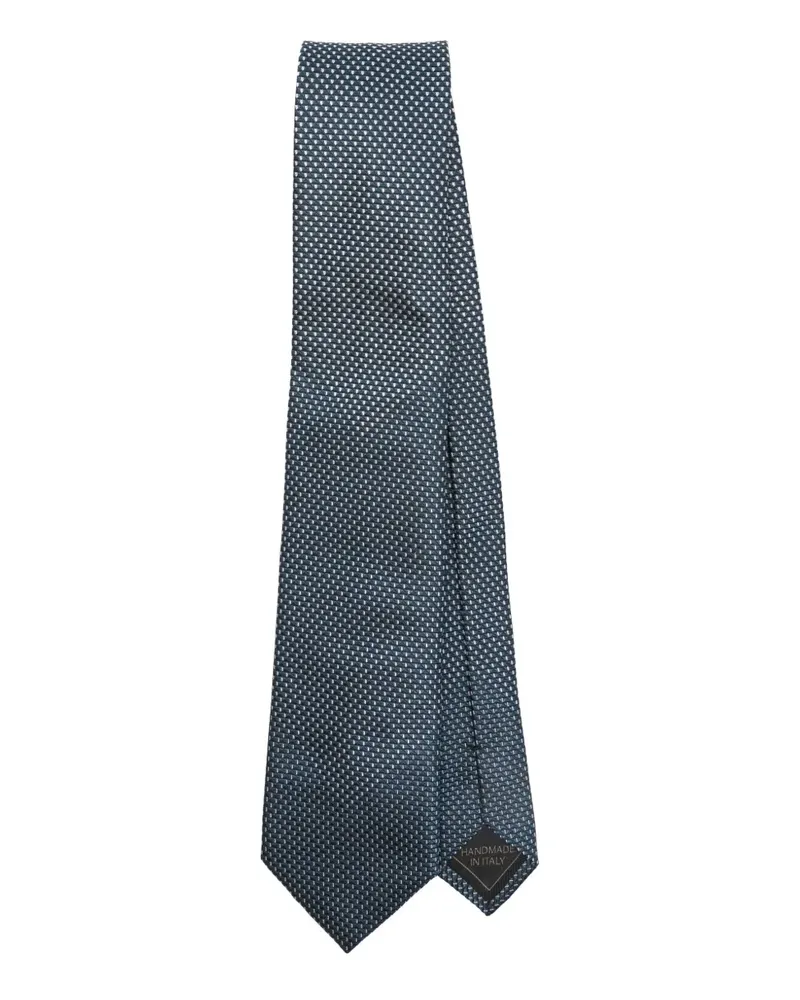 Brioni Geometrisch gemusterte Seidenkrawatte - Blau Blau