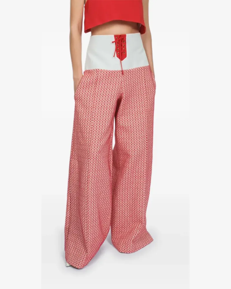 Rosie Assoulin lace-up jacquard trousers - Rot Rot
