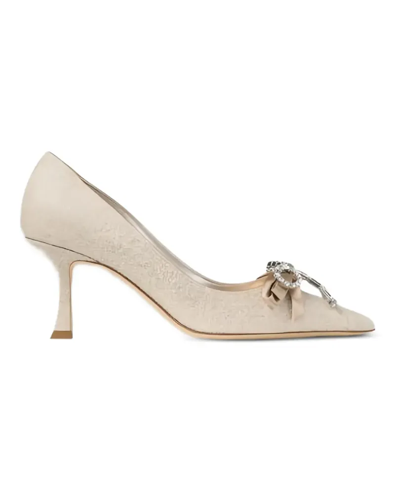 Jimmy Choo Auria crystal-embellished bow-detail heeled pumps - Gold Gold