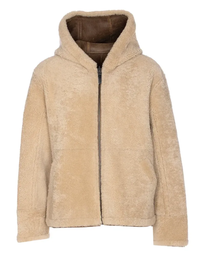 Yves Salomon Wendbare Lederjacke mit Kapuze - Nude Nude