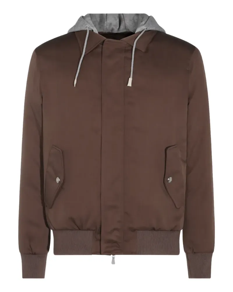 Eleventy Kapuzenjacke aus Seide - Braun Braun