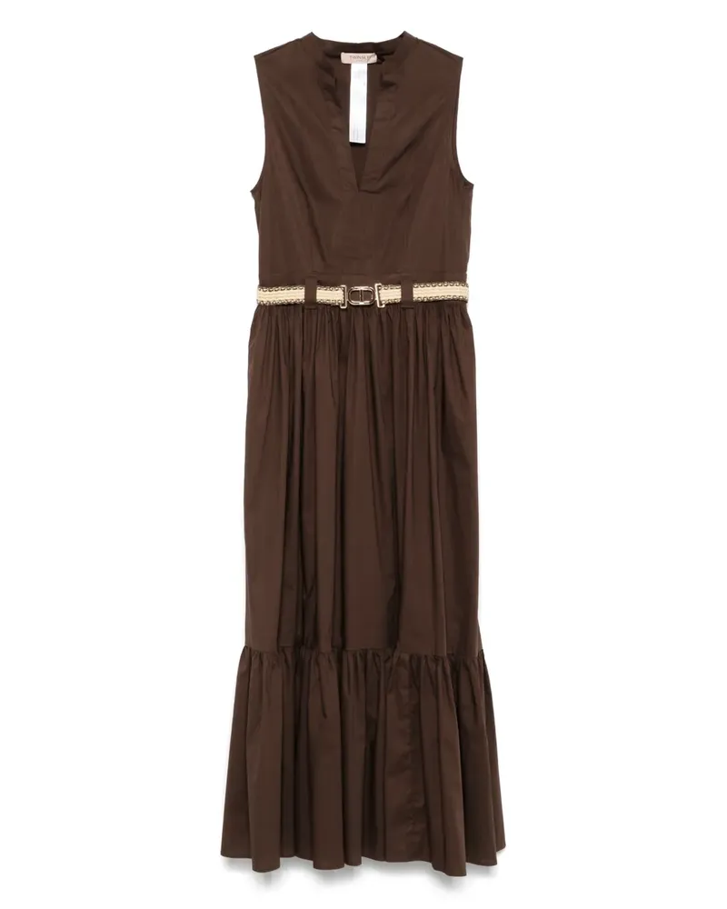 Twin-Set Maxikleid mit Gürtel - Braun Braun