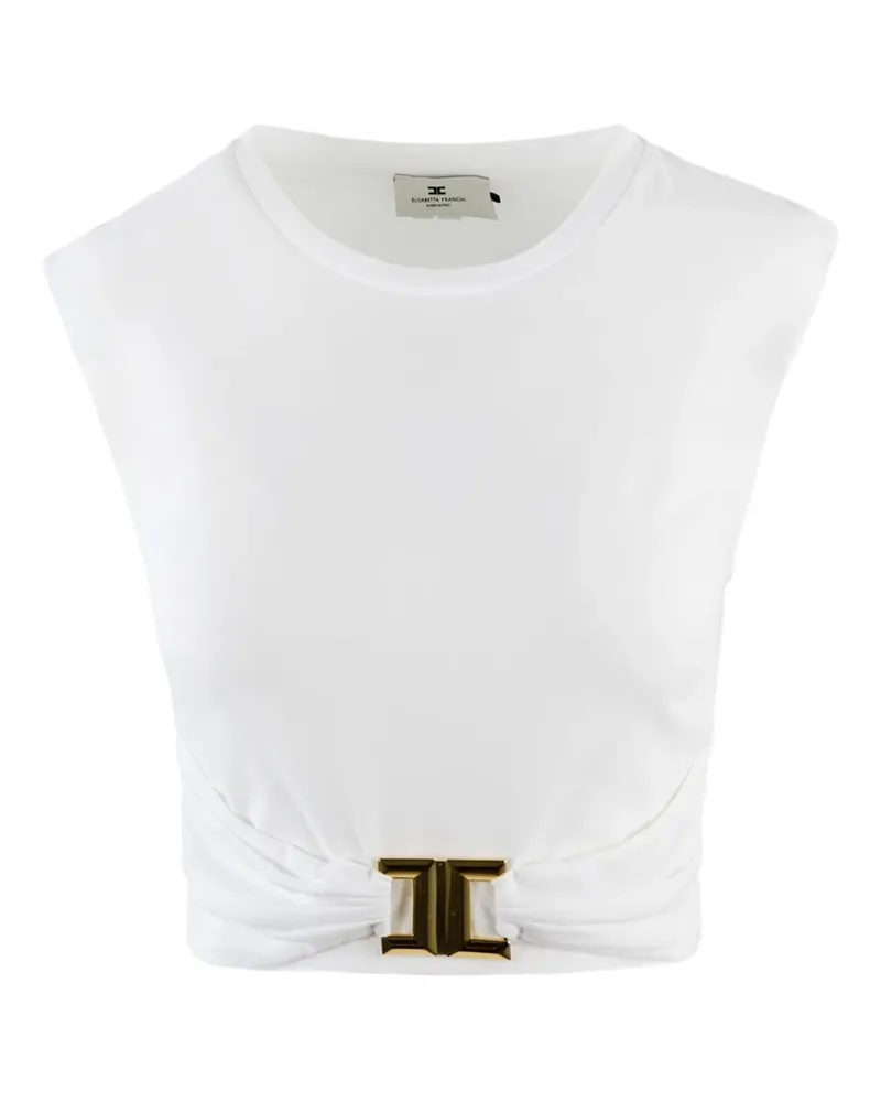 Elisabetta Franchi Cropped-Top mit Logo-Schild - Weiß Weiß