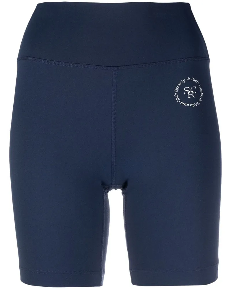 SPORTY & RICH Shorts mit Logo-Print - Blau Blau