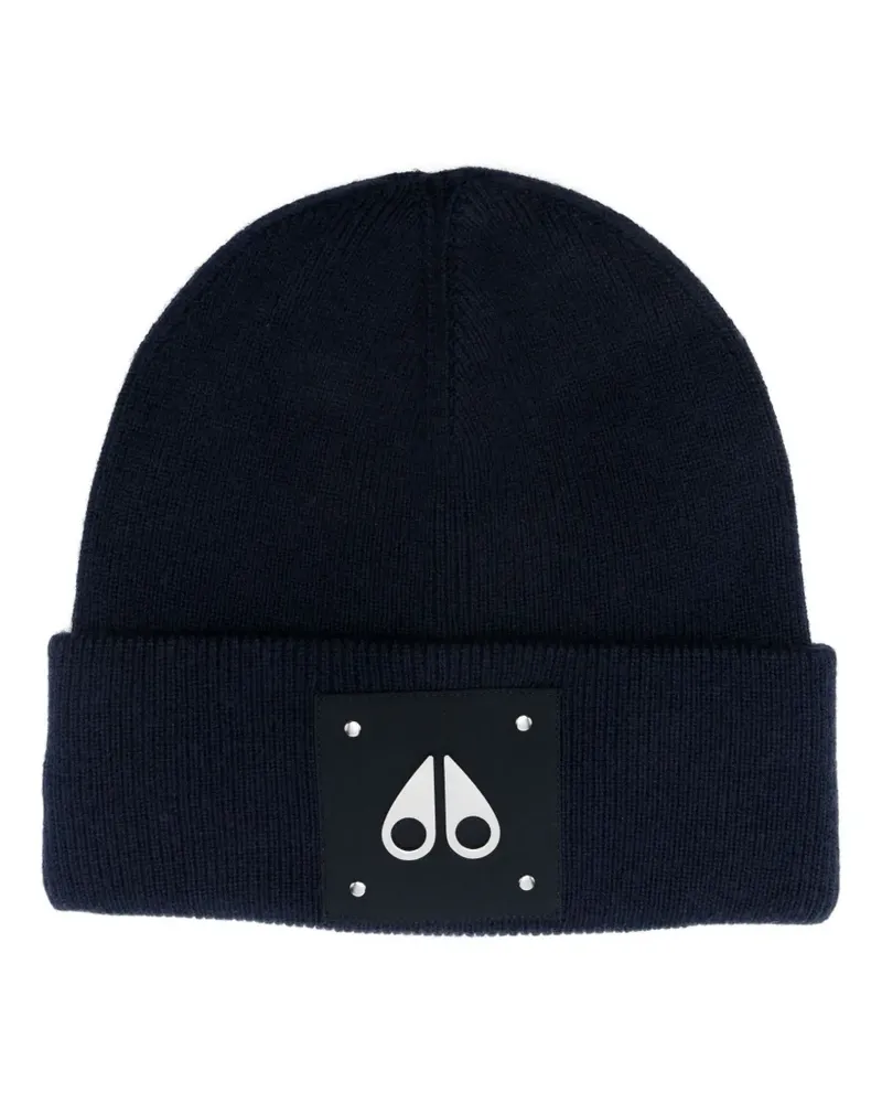 Moose Knuckles logo-plaque beanie - Blau Blau