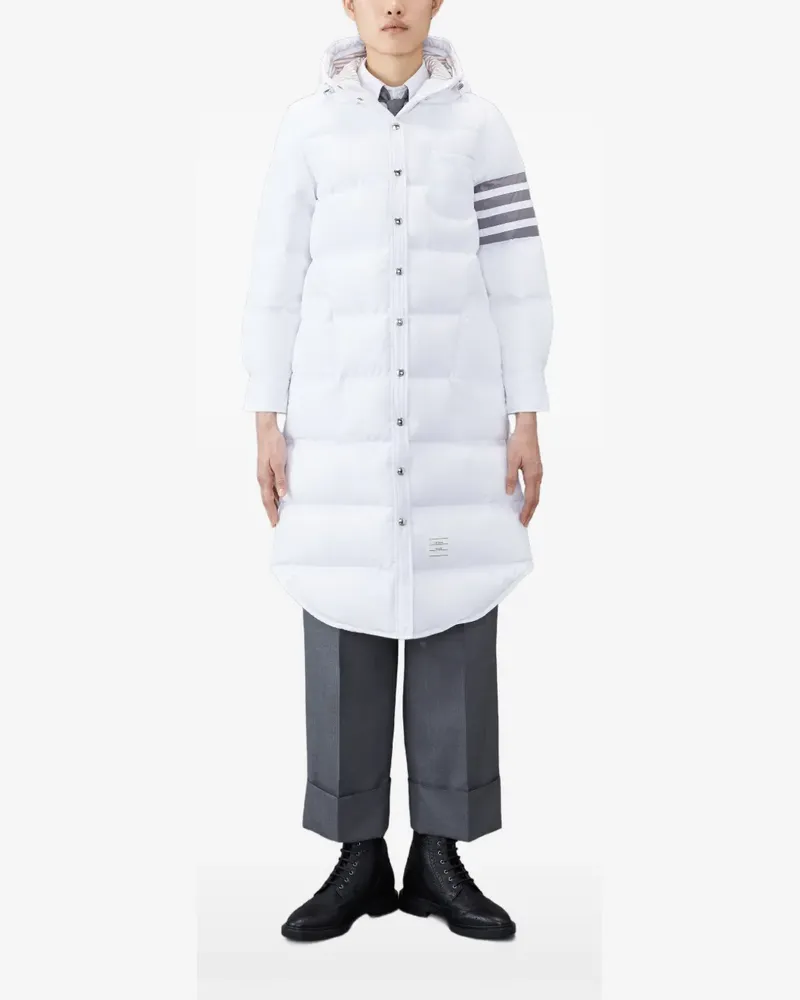 Thom Browne Daunenmantel mit Kapuze - Weiß Weiß