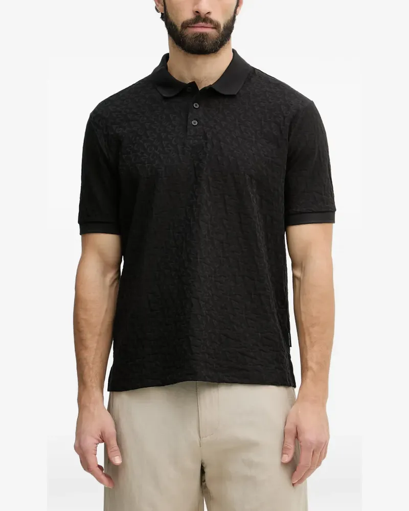 Armani Exchange logo-jacquard polo shirt - Schwarz Schwarz