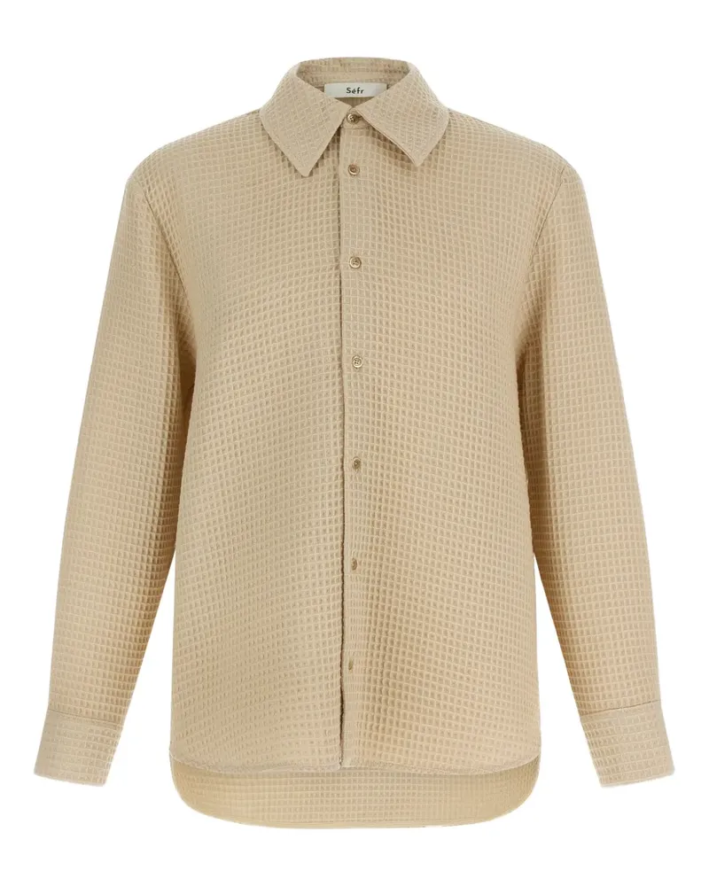 Séfr waffle-knitted buttoned shirt - Nude Nude