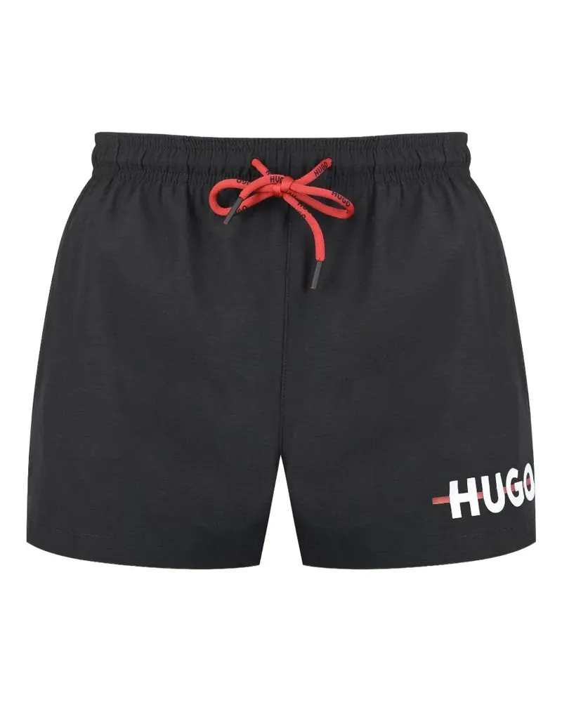 HUGO BOSS Badeshorts mit Logo-Print - Schwarz Schwarz