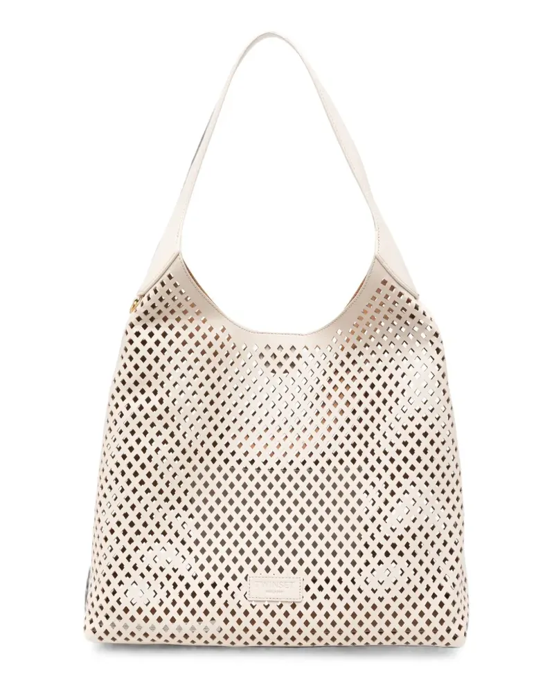 Twin-Set perforated-leather shoulder bag - Nude Nude