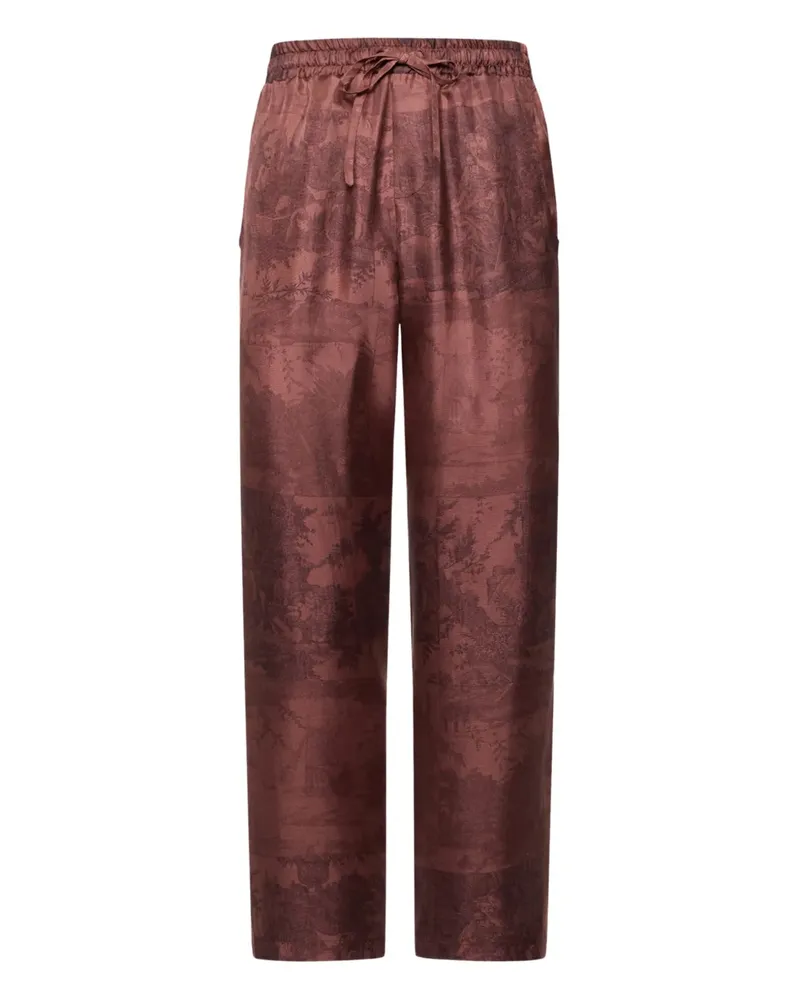 Pierre-Louis Mascia landscape-print drawstring-waist trousers - Rot Rot