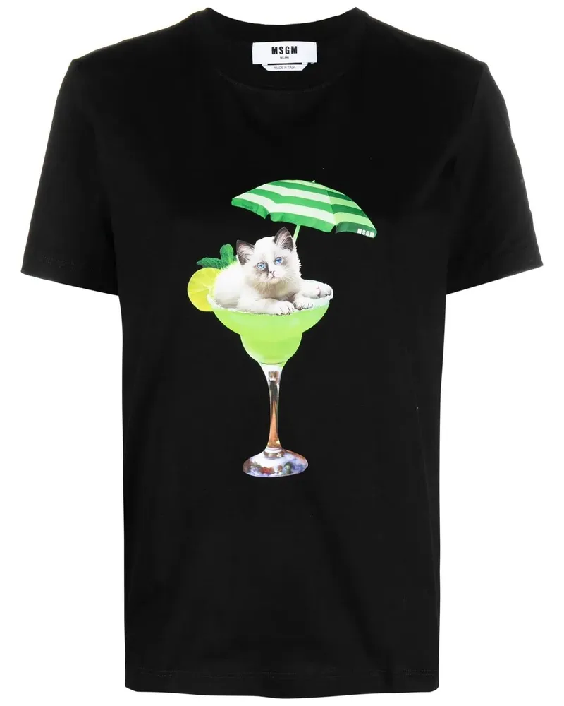 MSGM T-Shirt mit grafischem Print - Schwarz Schwarz