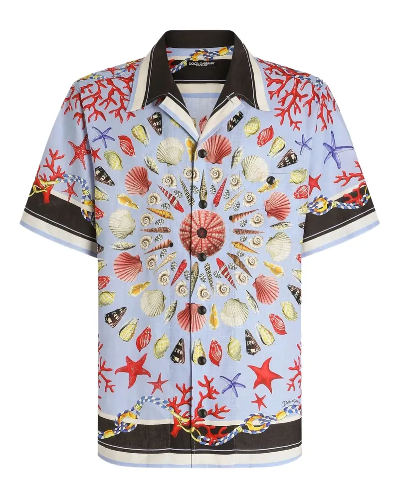 Dolce & Gabbana Hawaiihemd mit Muschel-Print - Blau Blau