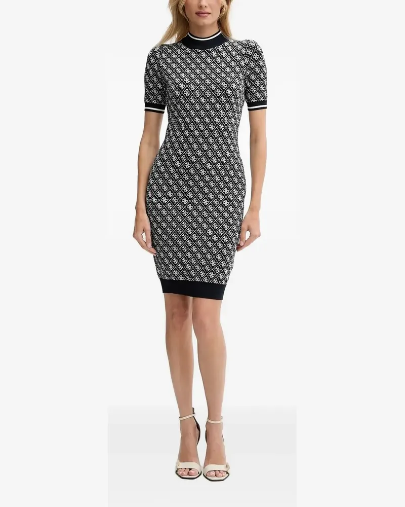 Guess Gemustertes Midikleid - Schwarz Schwarz