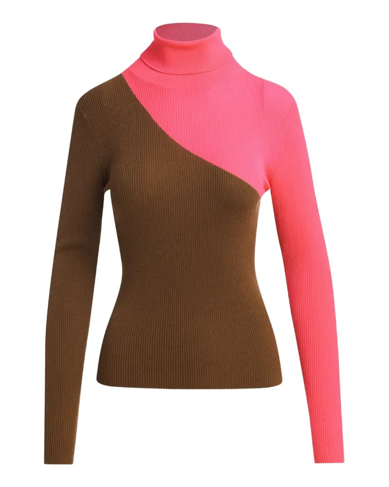 Essentiel Zweifarbiger Koncert Pullover aus geripptem Strick - Braun Braun