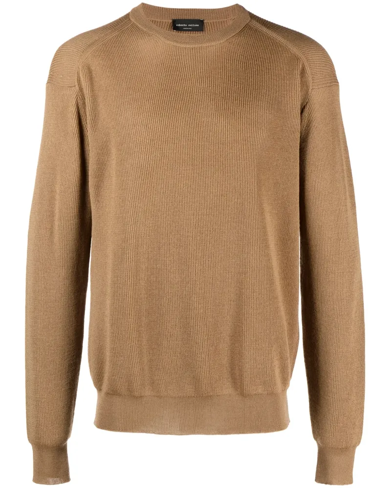Roberto Collina Merinopullover mit Waffelstrick-Muster - Braun Braun