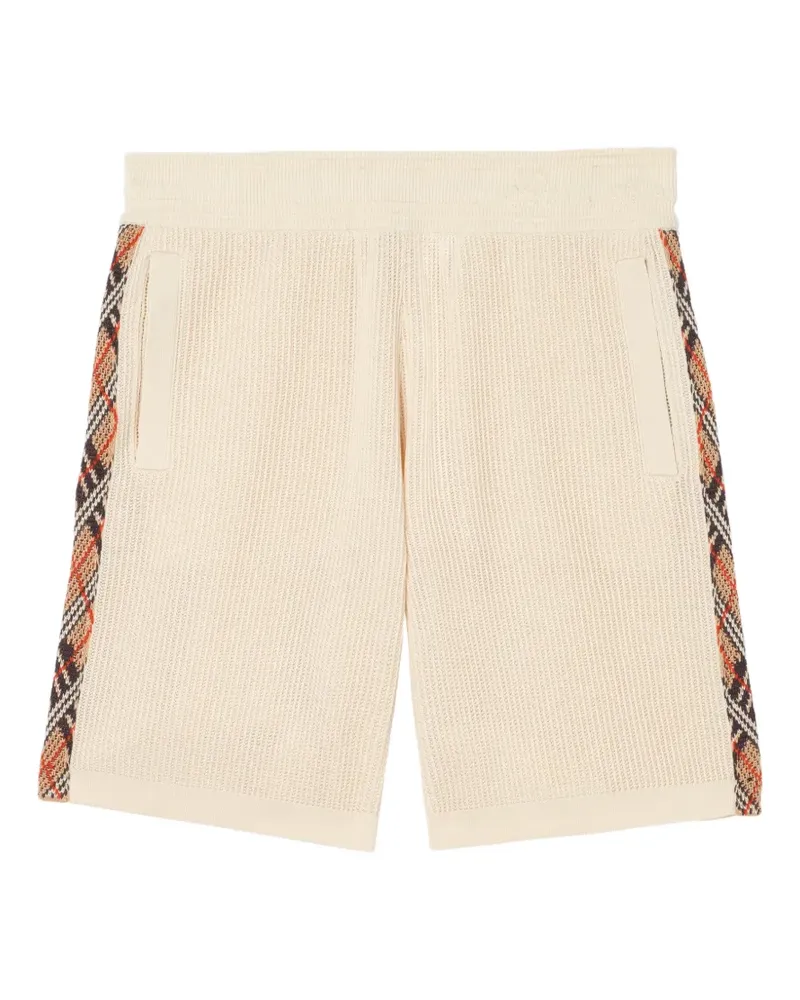 Burberry Check-trim cotton shorts - Nude Nude