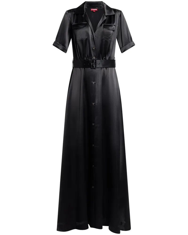 STAUD Millie Hemdkleid mit Satin-Finish - Schwarz Schwarz
