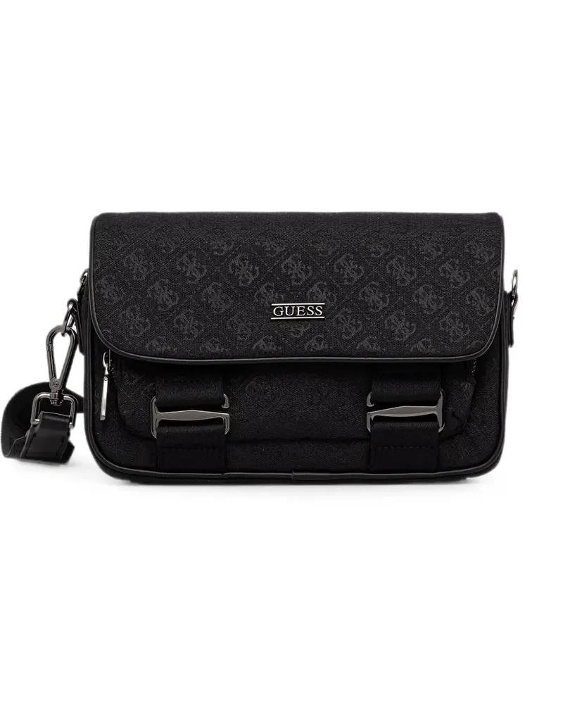 Guess Boston logo-jacquard foldover belt bag - Schwarz Schwarz