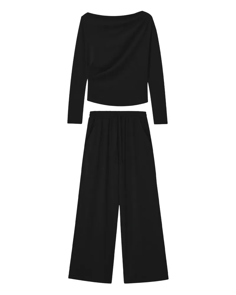 b+ab Drapiertes Wide-Leg-Set - Schwarz Schwarz