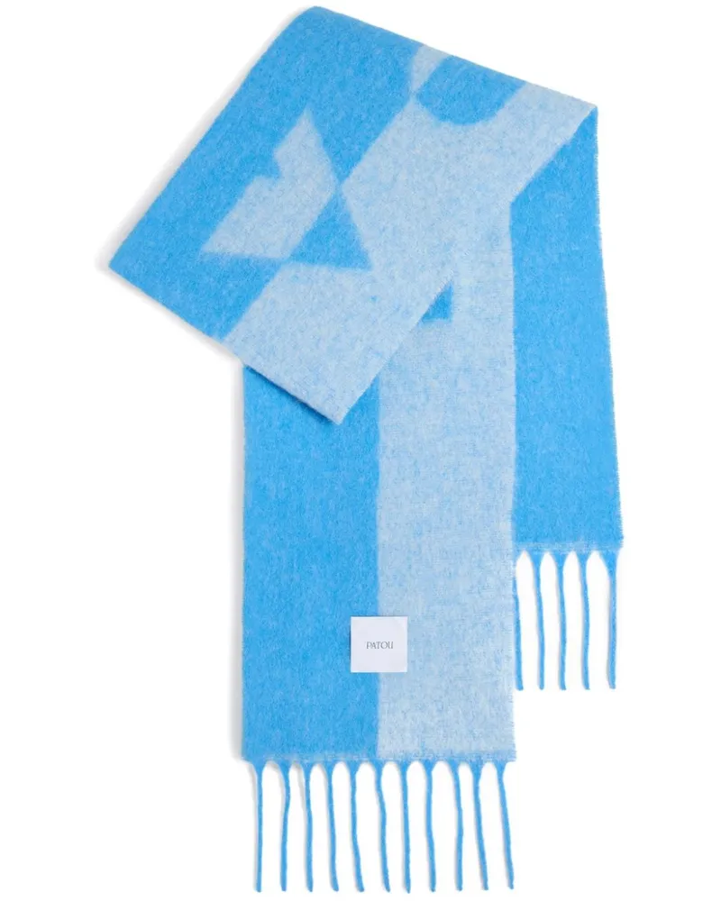 Patou Intarsien-Schal mit Logo - Blau Blau