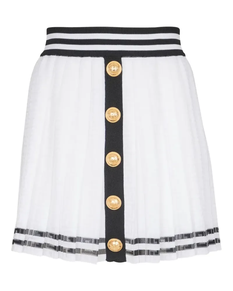 Balmain Minirock mit Falten - Weiß Weiß