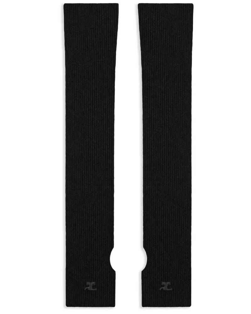 Courrèges Gerippte Fäustlinge - Schwarz Schwarz