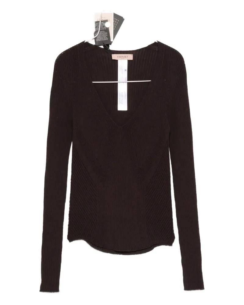 Twin-Set V-neck ribbed sweater - Braun Braun