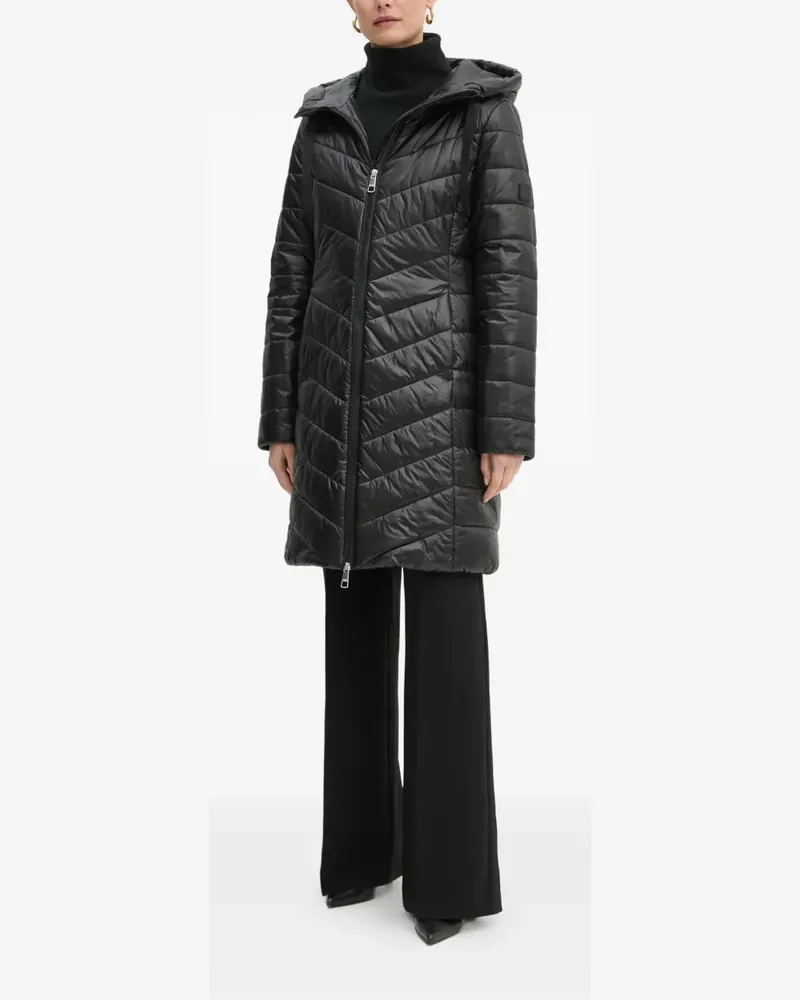 HUGO BOSS Gesteppter Kapuzenmantel - Schwarz Schwarz
