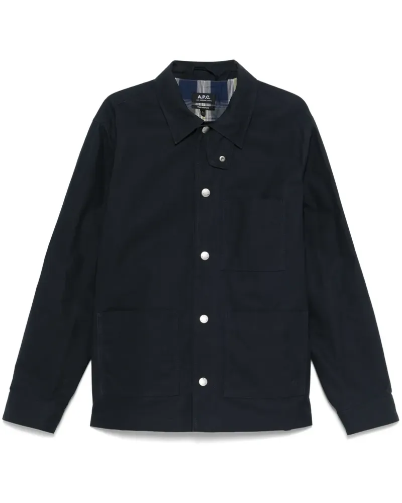 A.P.C. Hemdjacke mit Cordkragen - Blau Blau