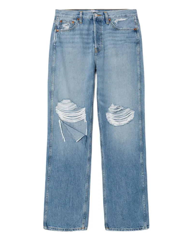 RE/DONE 90s Distressed-Jeans mit hohem Bund - Blau Blau