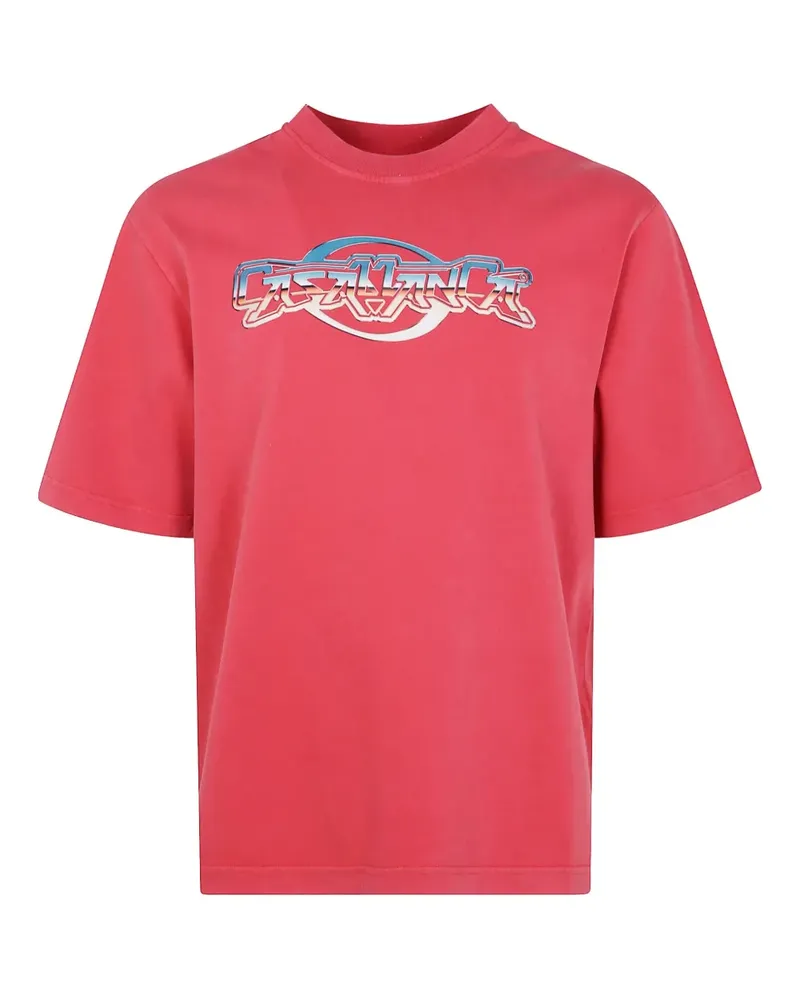 Casablanca Paris T-Shirt aus Bio-Baumwolle mit Logo-Print - Rot Rot