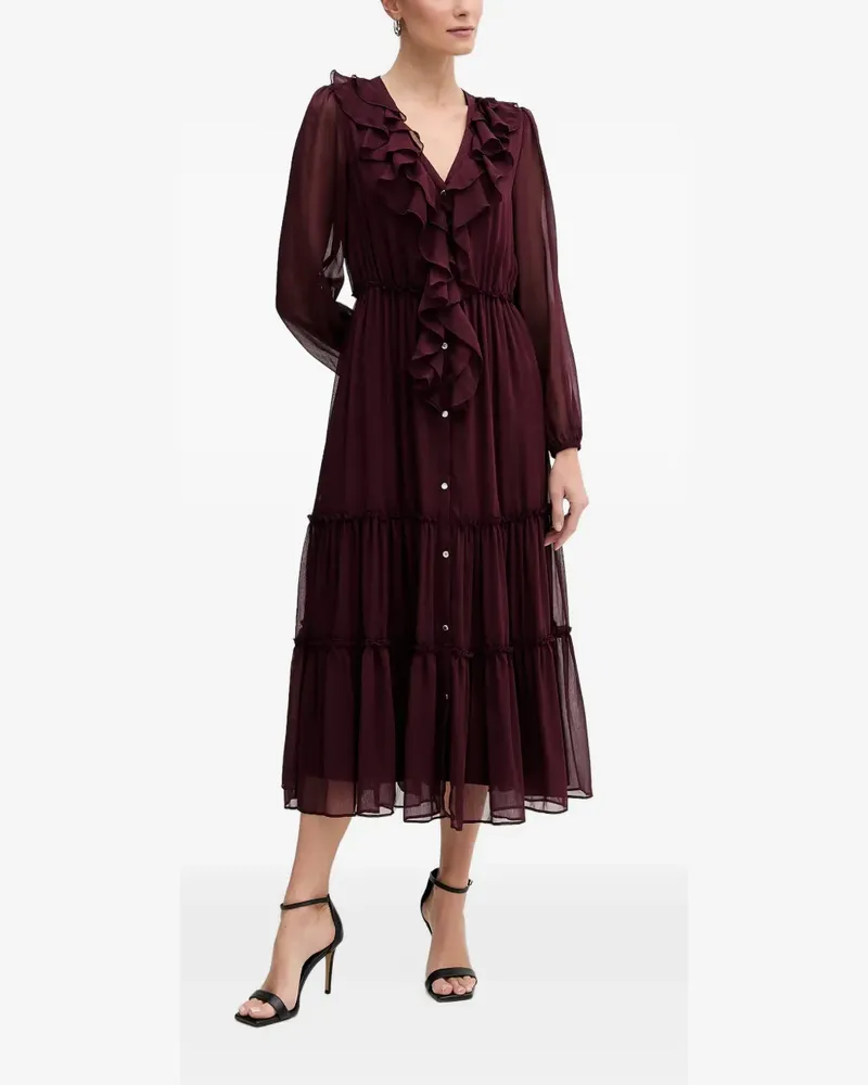 Morgan Midikleid mit Rüschen - Rot Rot