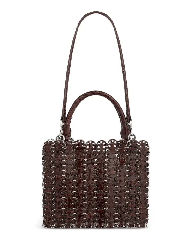 Paco Rabanne 1969 wendbare Flip Bag aus geprägtem braunem und silbernem Leder Braun