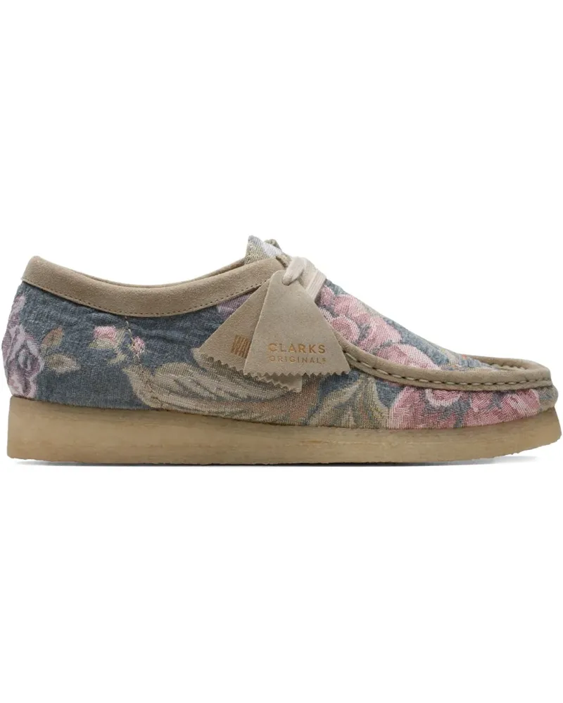 Clarks Grey" Derby-Schuhe mit Blumenmuster - Grau Grau