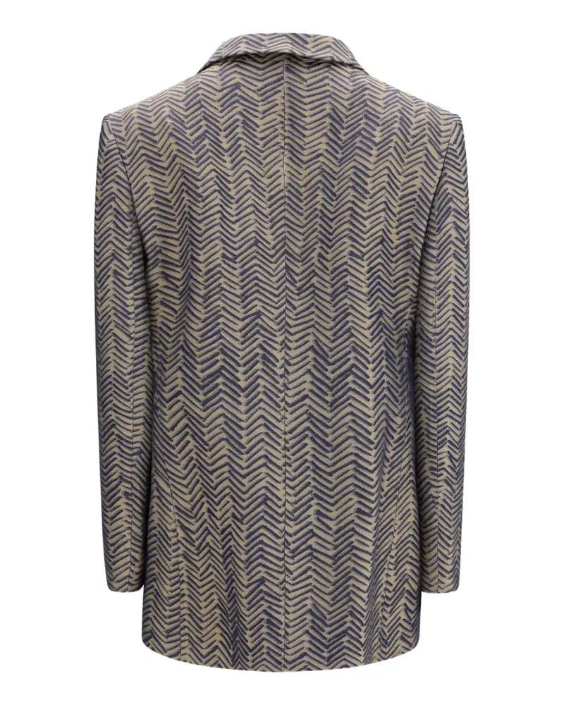 Giorgio Armani single-breasted chevron-pattern jacquard blazer - Braun Braun
