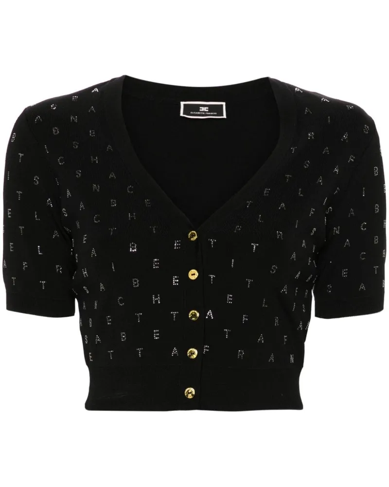 Elisabetta Franchi Cropped-Cardigan mit Strass Black