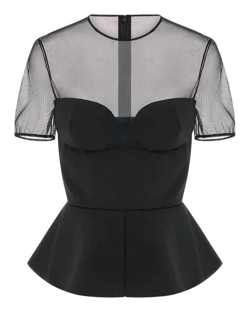 Nensi Dojaka sheer-neckline blouse - Schwarz Schwarz