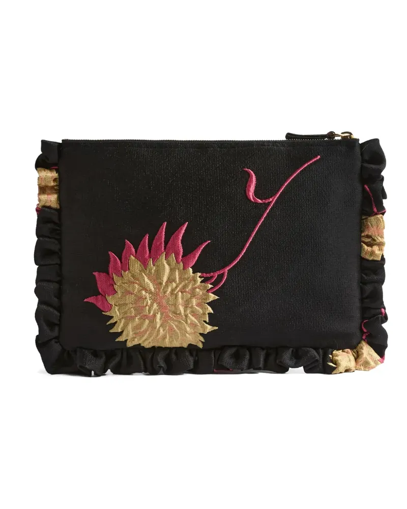 La DoubleJ Clutch mit Blumenmuster - Schwarz Schwarz