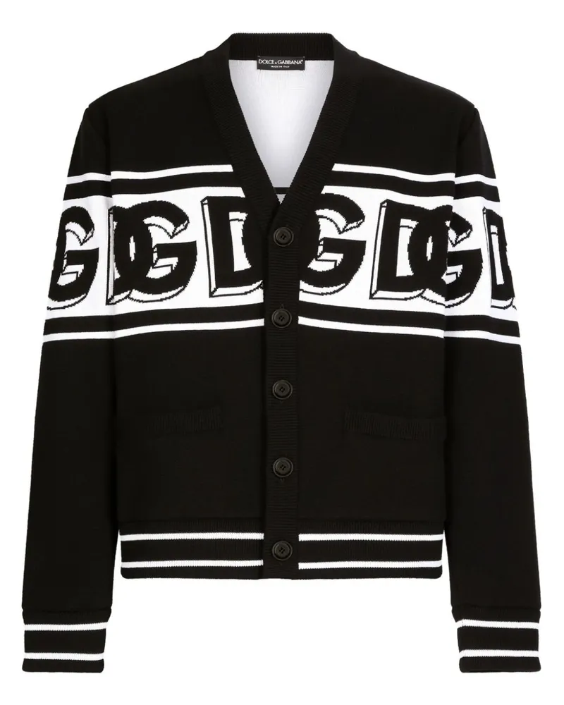 Dolce & Gabbana Intarsien-Cardigan mit V-Ausschnitt - Schwarz Schwarz