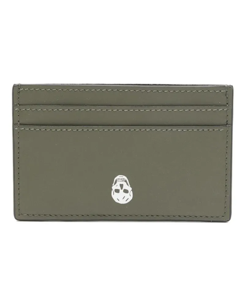 Alexander McQueen logo Skull leather card holder - Grün Grün