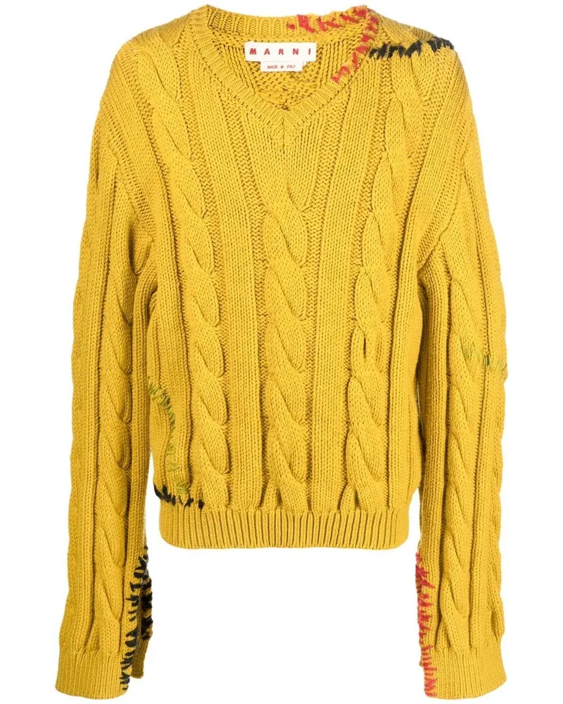 Marni Pullover mit Zopfmuster - Gelb Gelb