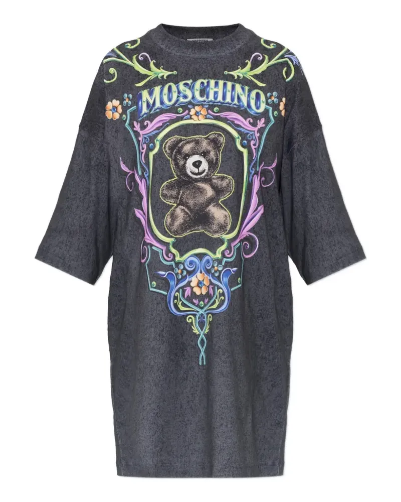 Moschino T-Shirtkleid mit Teddy - Grau Grau