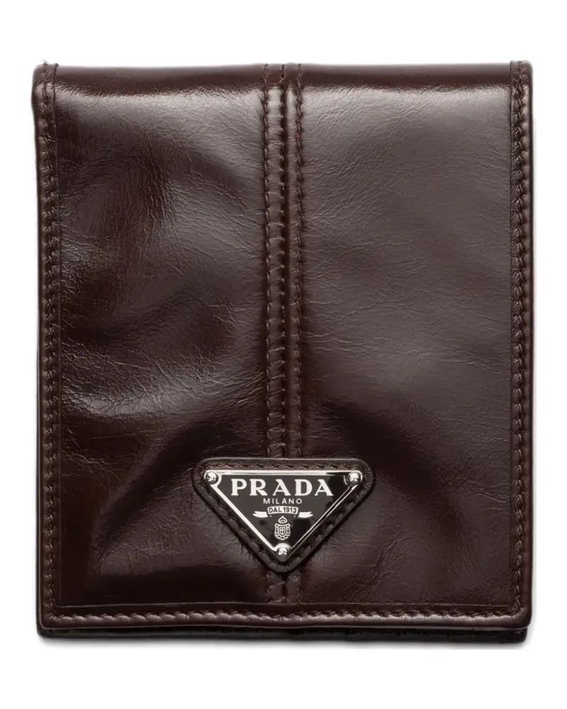 Prada Portemonnaie mit Logo-Schild - Braun Braun
