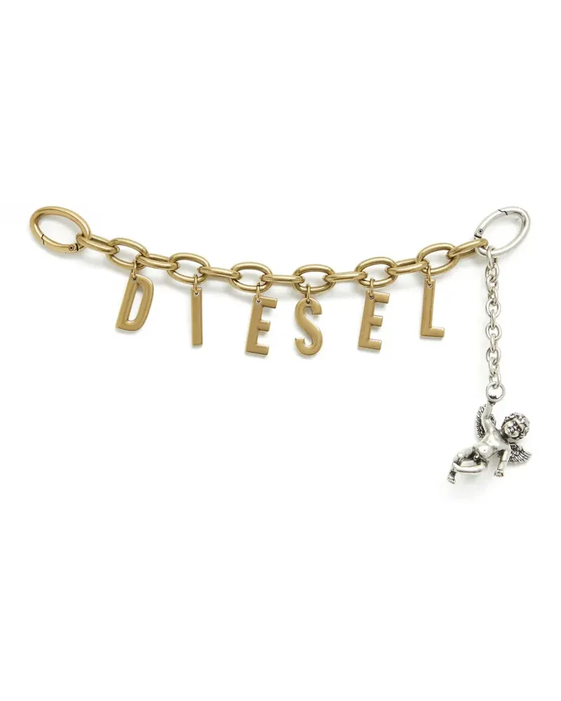 Diesel Buchstabenanhänger aus Metall mit Cherub - Gold Gold