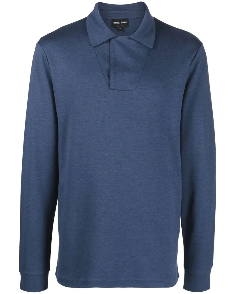 Giorgio Armani Langärmeliges Poloshirt - Blau Blau