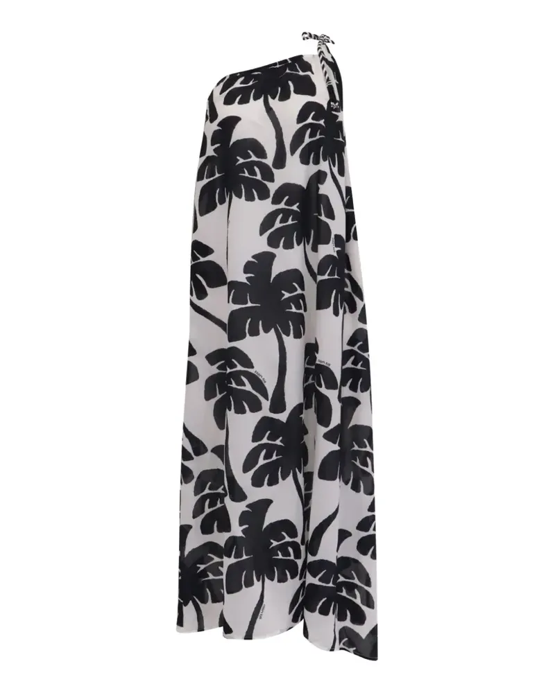 FARM Rio One-Shoulder-Midikleid mit Palmenmotiv - Weiß Weiß