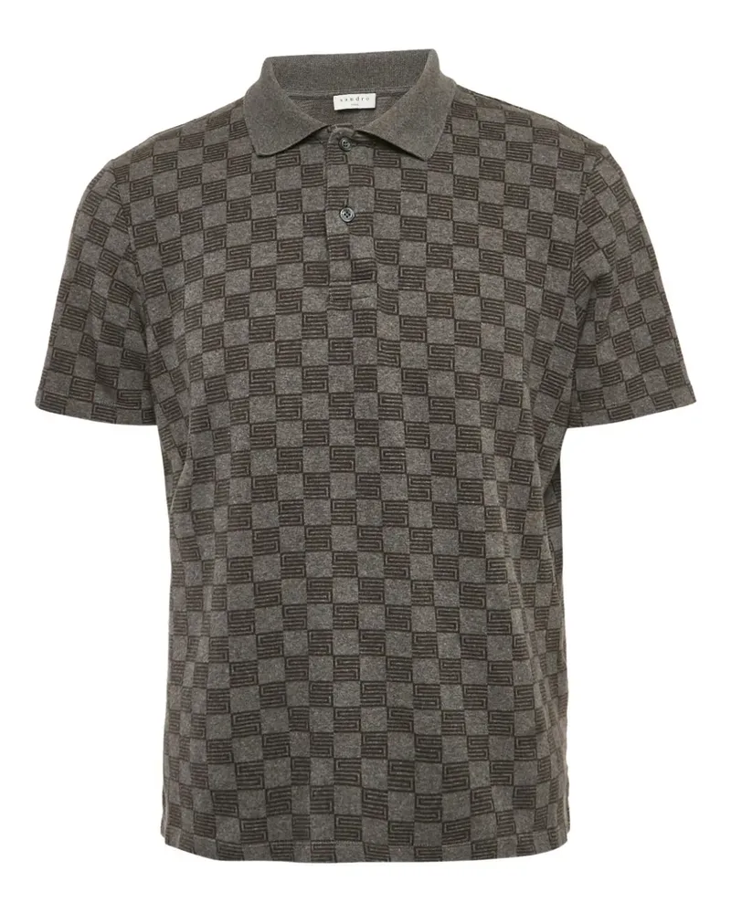 Sandro 2023 kariertes Poloshirt - Grau Grau