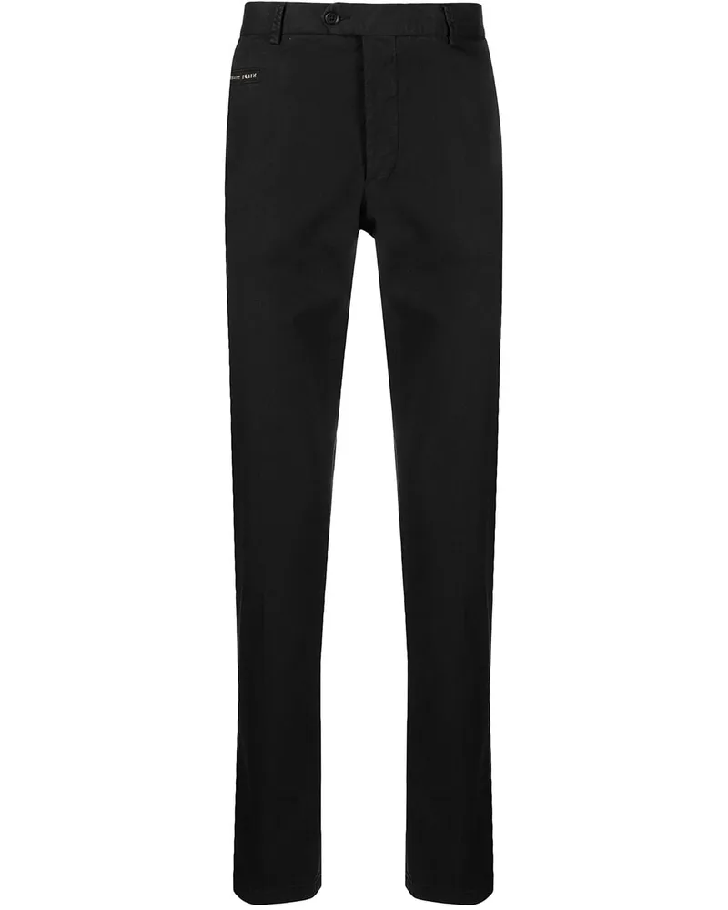 Philipp Plein Chino mit Logo-Schild - Schwarz Schwarz
